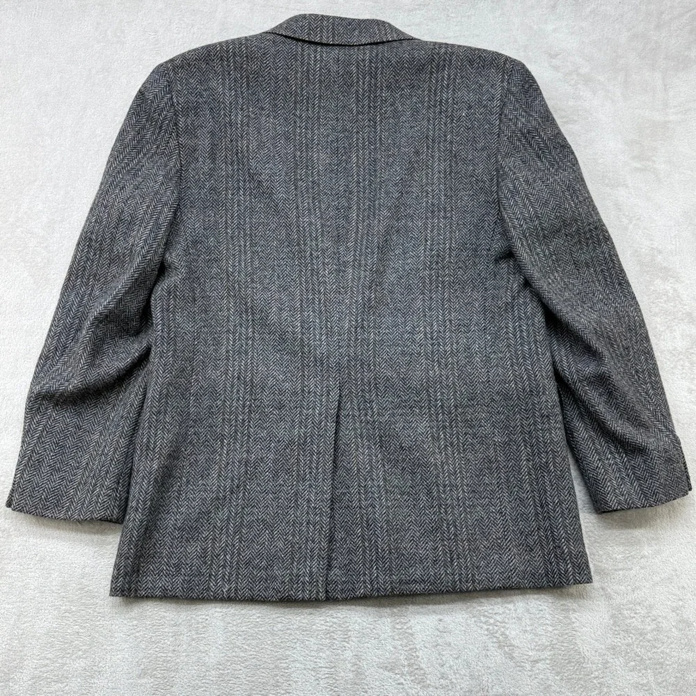 Vintage Levi's Sport Coat Mens 42R Grey Herringbone Tweed Wool Blazer Plaid